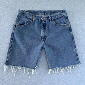 Rustler Shorts Mens 34 Cutoffs Dad Jorts 8" Inseam Medium Wash Denim